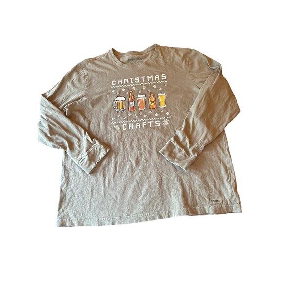 Life Is Good Mens "Christmas Crafts" Long Sleeve Tee XXL green - Picture 2 of 4